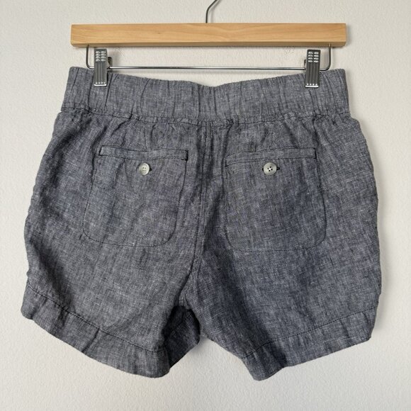 Athleta 100% Linen Shorts Womens Size 2 Lightweight Drawstring Casual Beach Gray - Picture 3 of 7